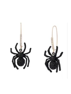 NWT ⚜️🖤⚜️ BETSEY JOHNSON Faux-Stone Halloween Spider Dangle Earrings